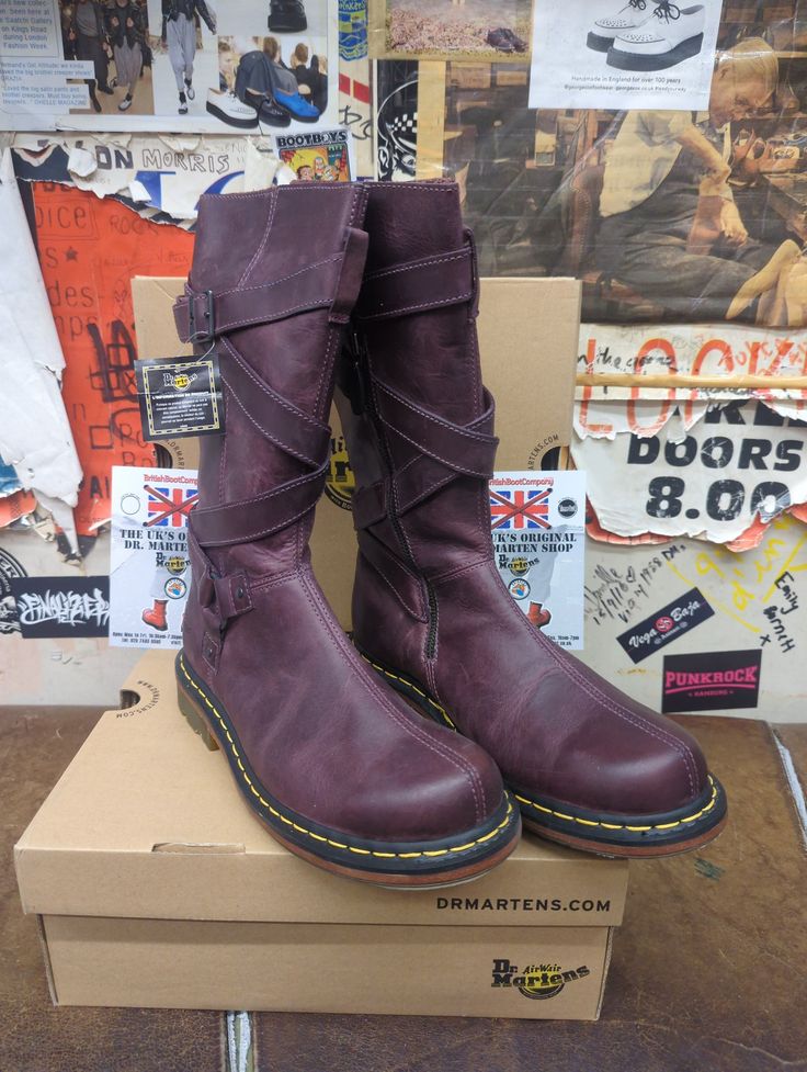 These are an extremely rare pair of Dr Martens boots. This boot was manufactured for a short period of time due to the overall cost being too high. The boot has a very good quality leather upper in a unique Dark Rose colour. The upper is very strong and the sole unit is extremely robust due to its construction. Whoever buys this boot will enjoy them for many years. These are a UK size 9, European 43, ladies USA 11. Martens Boots, Dark Rose, Dr Martens Boots, Biker Style, Rose Color, Dr. Martens, Boot Shoes Women, Womens Boots, Leather Upper