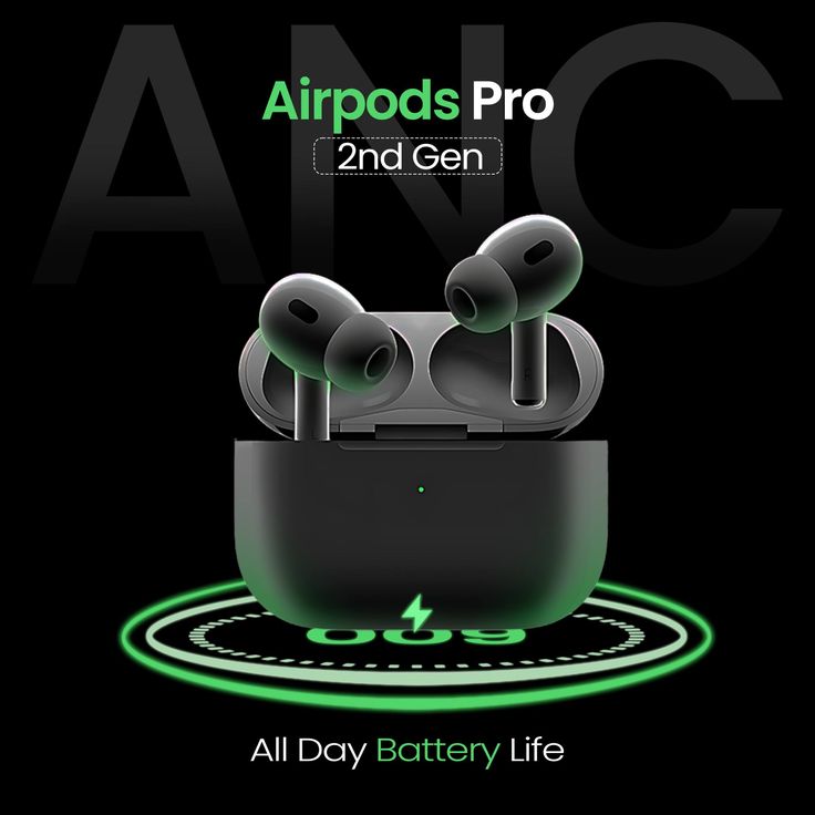 anc airpods pro 2 and gen all day battery life is shown in this advertisement