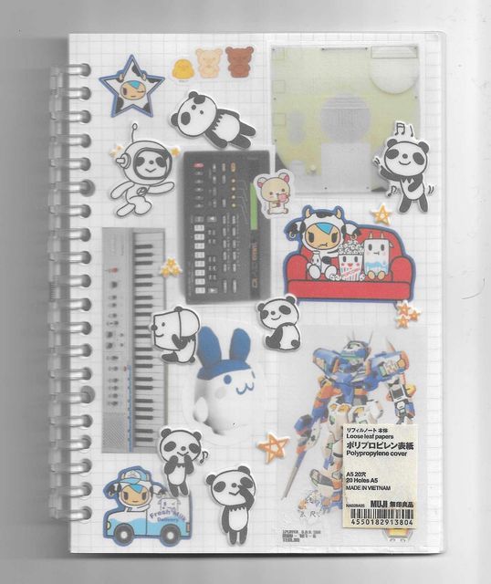 an open notebook with stickers on it