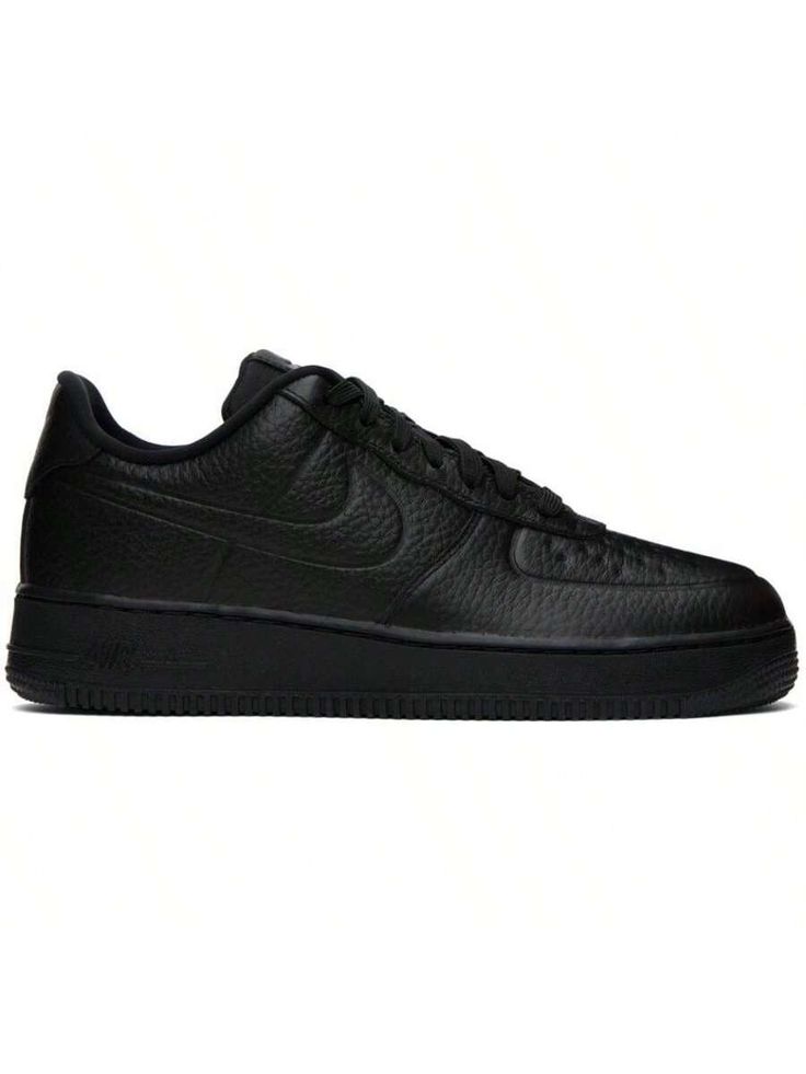 Nike 
Black Air Force 1 '07 Pro-Tech Sneakers 
Low-top waterproof grained leather sneakers in black. 
. Embossed detailing throughout 
. Lace-up closure 
. Logo patch at padded tongue 
. Padded collar 
. Swoosh embossed at sides 
. Logo printed at heel counter 
. Nike Air cushioning at footbed 
. Jersey lining 
. Foam rubber midsole 
. Treaded rubber outsole 
Please note that this item may only be shipped within North America. 
Supplier color: Black 
Upper: leather, textile. Sole: rubber. 
Made Nike Air Force 1 Casual Streetwear With Embossed Logo, Nike Air Force 1 High-top With Embossed Logo, High-top Nike Air Force 1 With Embossed Logo, Black Nike Air Force 1 Synthetic For Streetwear, Nike Air Force 1 Lace-up Leather With Cushioned Footbed, Leather High-top Nike Air Force 1 For Streetwear, Nike Air Force 1 Urban Leather Sports Shoe, Urban Nike Air Force 1 Leather For Sports, Urban Nike Air Force 1 Leather Sports Shoe