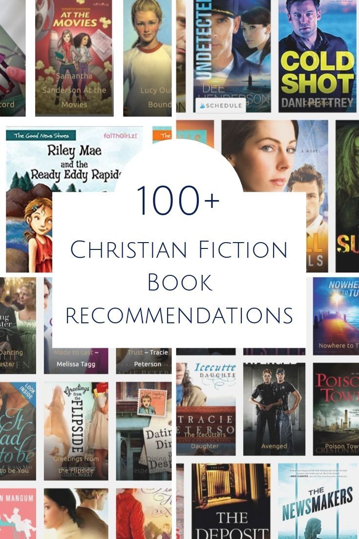 a collage of christian fiction books with the words, 100 + christian fiction book recommendeds