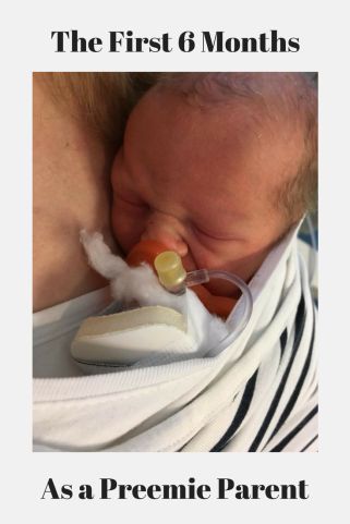 a baby is sleeping with its pacifier in his mouth and the caption reads, the first 6 months as a preemie parent