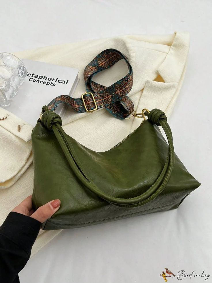 BirdinBag - Dark Green Medium Hobo Bag: Minimalist Top Handle for Everyday Chic Everyday Square Hobo Bag With Adjustable Strap, Square Hobo Bag With Adjustable Strap For Everyday, Rectangular Bag Strap For Daily Use, Everyday Handheld Shoulder Bag With Single Strap, Handheld Shoulder Bag With Single Strap For Everyday Use, Trendy Rectangular Hobo Bag With Adjustable Strap, Square Hobo Bag With Single Shoulder Strap For Errands, Casual Rectangular Bag Strap For Everyday Use, Square Bag With Single Shoulder Strap For Everyday Use