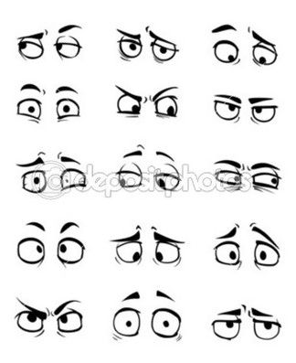 cartoon eyes with different expressions and gestures for use in animation or web games stock photo