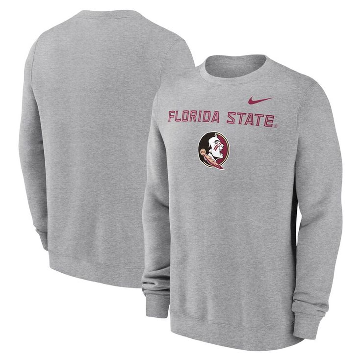 Bring a traditional look to your Florida State Seminoles wardrobe with this Primetime Primary Stack pullover sweatshirt. Its solid design by Nike features large Florida State Seminoles details printed on a blend of soft, durable fabrics. Brushed-back French terry lining provides an extra layer of cozy warmth. Florida State Seminoles, Florida State, Men's Nike, Heather Gray, Pullover Sweatshirt, French Terry, Heather Grey, Nike Men, Fitness Fashion