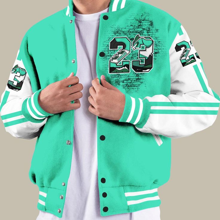 Highlight Made to match Jordan3 Green Glow Material Outer fabric 100 high-grade Polyester Knit Fabric inner lining black windproof fabricAbout This Item- Dunkare3 Green Glow Varsity Jacket is made to match Nike 3 Green Glow offering the perfect pairing for your outfits. Designed to reflect the unique colorway and signature details of Nike 3 Green Glow this Varsity Jacket match sneaker ensures a seamless stylish look. Whether youre hitting the streets or showcasing your sneakerhead style this mad Spring Sports Varsity Jacket Long Sleeve, Black Spring Varsity Jacket For Sports, Sporty Green Outerwear With Ribbed Cuffs, Sporty Green Varsity Jacket, Green Letter Print Outerwear For Streetwear, Sportswear Long Sleeve Outerwear With Graphic Print, Green Sports Outerwear With Ribbed Cuffs, Sportswear Varsity Jacket For Sports Season, Sporty Green Varsity Jacket For Streetwear