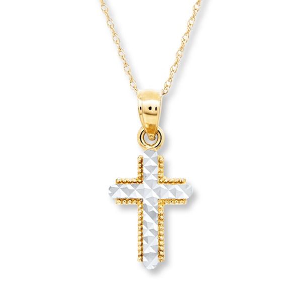 Styled in 14K yellow gold, a beaded edge borders a textured cross with a white rhodium flash in this gorgeous necklace for her. The pendant swings from an 18-inch rope chain secured with a spring ring clasp. Beaded Edge, Gold Stock, Jewelry Advice, Kay Jewelers, White Necklace, Accessories Jewelry Necklace, Gorgeous Necklaces, Rope Chain, Cultured Pearls