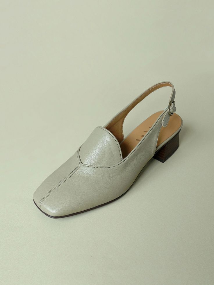 Editor's NoteHEENN presents modern chic garments and objects for your life- Subtle gloss and small pattern point- Soft touch casual mood shoes- Comfortable to wear with latex insole- Daily point item*Price may vary by options Measurements (in.)- Size: KR 220MM - KR 265MM (US 5 - 9.5)- Heel Height: 1.57 in.*If you have slim feet and low insteps  we recommend that you wear one size smaller.*If the width of your foot is normal to a little wide  we recommend that you wear your normal size.*If y Chic Medium Width Slip-on Slingback Pumps, Spring Office Slingback Slip-on Pumps, Beige Pointed Toe Slingback Sandals, Casual Beige Pointed Toe Slingback Sandals, Trendy Leather Flat Heel Slingback Pumps, Casual Slingback Pumps With Pointed Toe, Spring Workwear Slingback Pumps With Square Toe, Everyday Pointed Toe Loafers For Spring, Spring Everyday Loafers With Pointed Toe