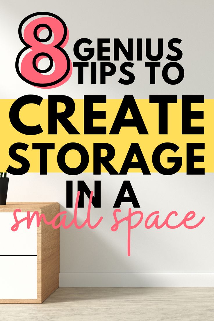 an office with the words 8 genius tips to create storage in a small space