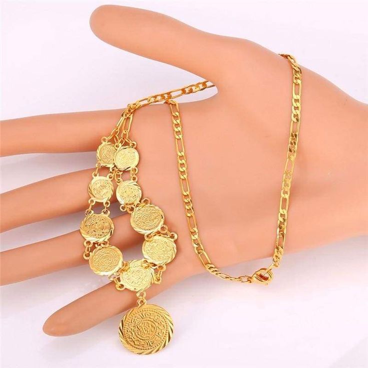 Coin Necklace Bracelet Earrings Gold Colour Vintage set This is a perfect set it has a necklace, bracelet, and earrings. hand made in copper Alloy in coin fashion. ideal for women and girls. This comes in a silk pouch. Free trackable shipping 100% money-back guarantee Hand made by the professional craftsperson Only using high-grade materials I very elegant and expensive-looking gift to give on any occasion Product Specs: Item Type: Jewelry SetsIncluded Additional Item Description: 1 necklace + 1 Traditional Gold Coin Necklace Gift, Traditional Gold Coin Necklace As Gift, Metal Jewelry Sets As Festival Gifts, Metal Jewelry Sets For Festivals As Gifts, Festival Metal Jewelry Sets As A Gift, Festival Metal Jewelry Sets As Gifts, Gold Metal Jewelry For Gifts, Gold Metal Jewelry Gift, Gold-plated Jewelry Sets For Festivals And Gifts