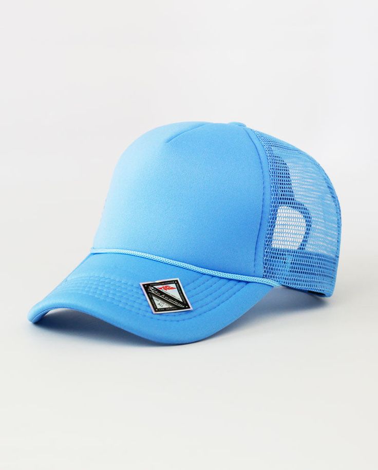 55% Polyester, 45% Plastic Imported Spot Clean String Point on Front One size fit most, there is adjustable snapback. Adjustable Solid Color Snapback Trucker Hat, Blue Trucker Hat For Baseball Season With Curved Visor, Blue Curved Bill Fitted Hat For Baseball Season, Blue Fitted Hat With Curved Bill For Baseball Season, Adjustable Blue Dad Hat Baseball Cap, Blue Baseball Cap With Flat Bill For Baseball Season, Blue Baseball Cap With Curved Visor For Streetwear, Blue Sporty Baseball Cap, One Size Fits Most, Blue Snapback Hat With Curved Brim For Baseball Season