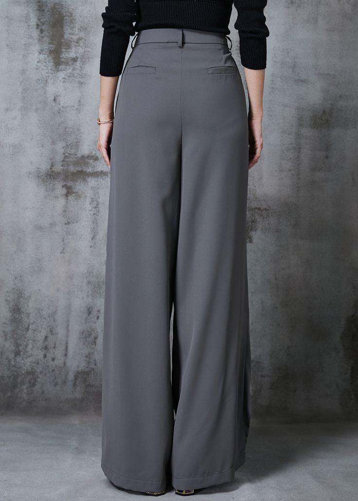 Fashion Grey Asymmetrical Silm Fit Spandex Straight Pants FallFabric: SpandexSize & Fit: This garment fits true to size.Length: Size M measures 41.34"from waist to hem.Waist:Fitted - very fitted at natural waist Hip: Loosely Fitted. room for hips. Hand Wash Cold. High Waist Gray Elastane Bottoms, High Waist Gray Elastane Pants, Stretch High-waist Bottoms With Side Zipper, Stretch High Waist Bottoms With Side Zipper, High Waist Bottoms With Side Slits In Solid Color, High Waist Solid Bottoms With Side Slits, Gray Stretch Ankle-length Dress Pants, Solid Bottoms With Side Zipper, Stretch Gray Wide Leg Pants For Fall