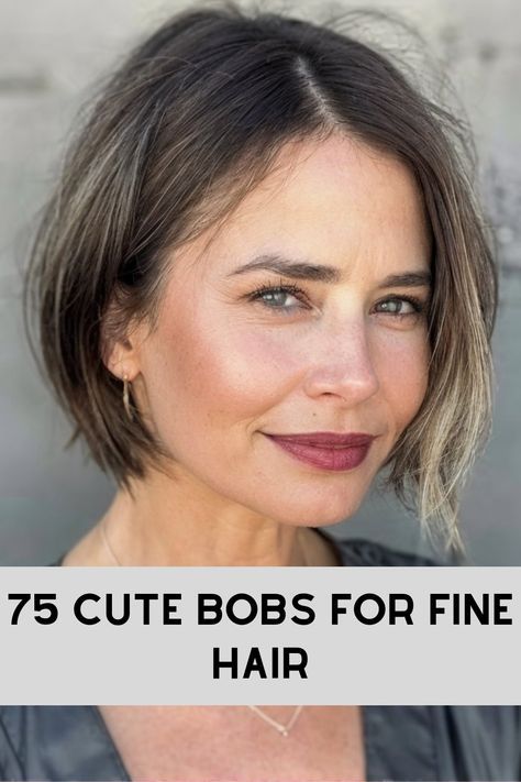 Bob Hairstyles for Fine Hair >>> The tucked behind the ear bob with soft layers offers a classic, elegant look with a hint of subtlety. This style is great for showcasing your facial features, with layers that add texture and movement. Click here to check out more cute bob hairstyles that women with fine hair are raving about. Medium Bob Hairstyles For Thinning Hair, Medium Long Fine Hair Styles, Short Behind The Ear Hairstyles Bobs, Layered Bob Hairstyles For Thinning Hair, Long Bob Hairstyles For Thinning Hair, Long Face Fine Hair Hairstyles, Bob Haircuts For Women With Thinning Hair, Tucked Bob Hairstyle, Hair Styles Tucked Behind Ears