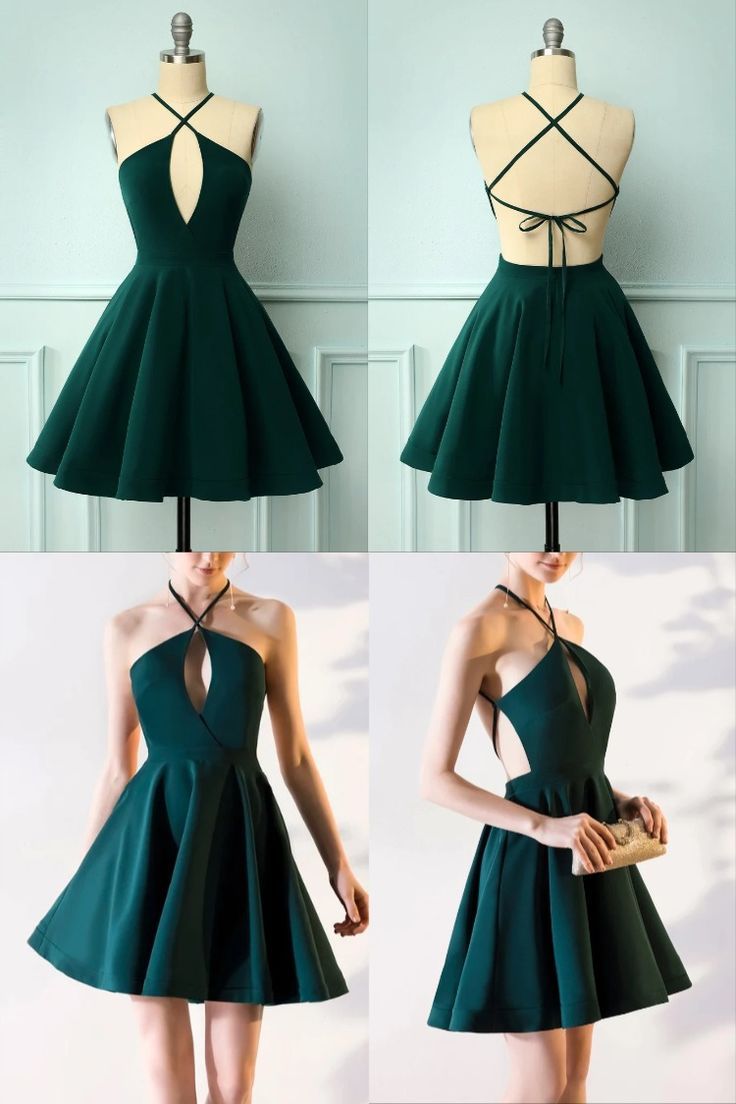 Green Halter Short Homecoming Dress, A Line Sleeveless Graduation Dress #homecomingdress #shortdress Green Sleeveless Mini Dress For Prom Season, Green Sleeveless Halter Dress For Prom, Green Fitted Sleeveless Prom Dress, Fitted Green Sleeveless Prom Dress, Fitted Green Sleeveless Dress For Prom, Green Sleeveless Halter Dress For Wedding, Green Fitted Halter Dress For Wedding, Green Sleeveless Mini Dress For Wedding, Sleeveless Green Halter Dress For Wedding