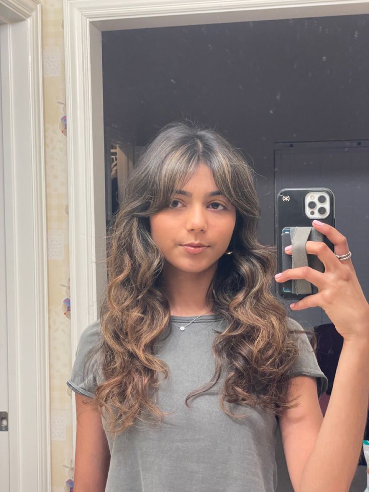 Long Hair With Curtain Bangs Curly, Layered Hair With Curtain Bangs Wavy, Curtain Bangs For 2b Hair, 2b Haircut Curtain Bangs, Cute Curly Hairstyles With Curtain Bangs, Curly Wavy Hair With Curtain Bangs, Bangs For Curly Hair Natural Curls Waves, Curled Hairstyles Curtain Bangs, Bangs And Curled Hair