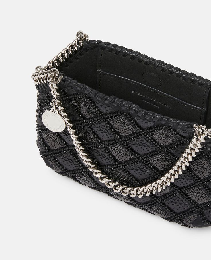 Designer Evening Bag With Sequins, Designer Sequined Evening Bags, Designer Evening Bags With Sequins, Black Evening Bags With Sequins, Black Sequined Bags For Formal Occasions, Embellished Black Bags For Night Out, Black Embellished Bags For Night Out, Formal Black Bag With Sequins, Luxury Black Sequined Bags