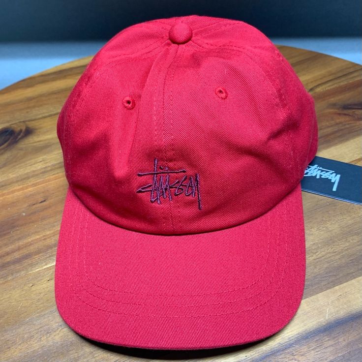 Up For Sale Stussy Ho18 Stock Low Pro Cap New With Tags Men's Size One Size Color: Red Classic Red Dad Hat With Curved Brim, Urban Red Snapback Hat, Red Urban Snapback Hat, Urban Style Red Snapback Hat, Casual Red Baseball Cap For Streetwear, Urban Red Baseball Cap, Casual Red Snapback Hat With Short Brim, Casual Red Snapback Hat Short Brim, Red Curved Brim Baseball Cap For Streetwear