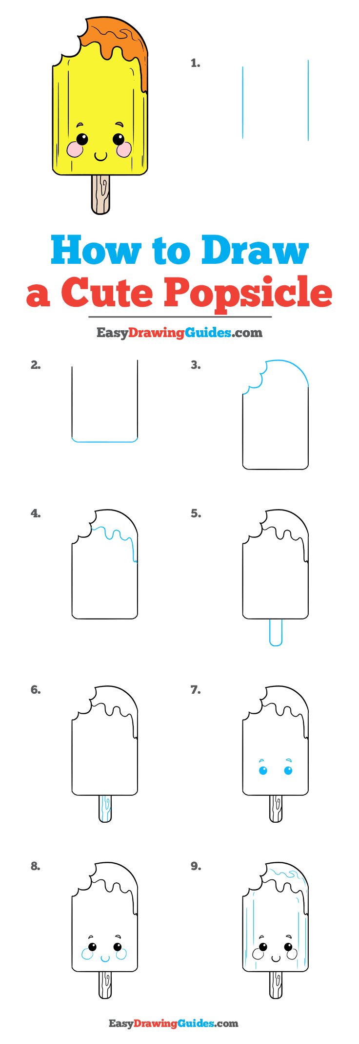 how to draw a cute popsicle with easy drawing instructions for kids and beginners