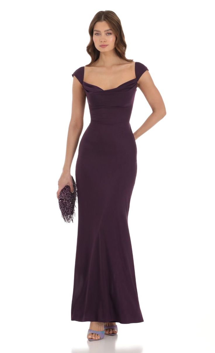 Strappy Cowl Neck Maxi Dress in Purple | LUCY IN THE SKY Affordable Formal Dresses, Cowl Neck Maxi Dress, Prom Dress Inspo, Military Ball, Prom Dress Inspiration, Cute Prom Dresses, Stil Inspiration, Grad Dresses, Shop Maxi Dresses