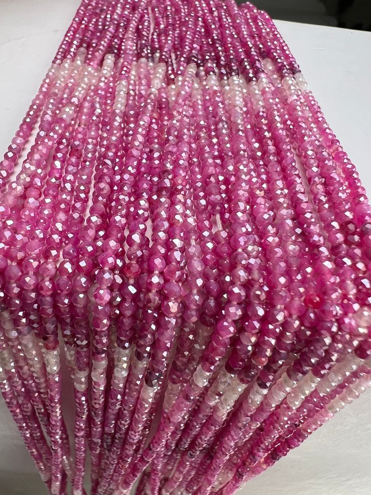 "Natural Moonstone pink shaded Mystic Faceted 2.2mm Round Beads, Jewelry Making Gemstone Beige Bracelet, Necklace 12.5\" Strand," Pink Faceted Rondelle Beaded Bracelets, Pink Faceted Rondelle Beads Bracelet, Pink Rondelle Bracelet With Faceted Beads, Pink Rondelle Bracelets With Faceted Beads, Pink Rondelle Gemstone Beads Bracelets, Pink Polished Rondelle Beads Jewelry, Pink Rondelle Polished Beads Jewelry, Pink Rondelle Jewelry With Polished Beads, Pink Gemstone Beads Jewelry