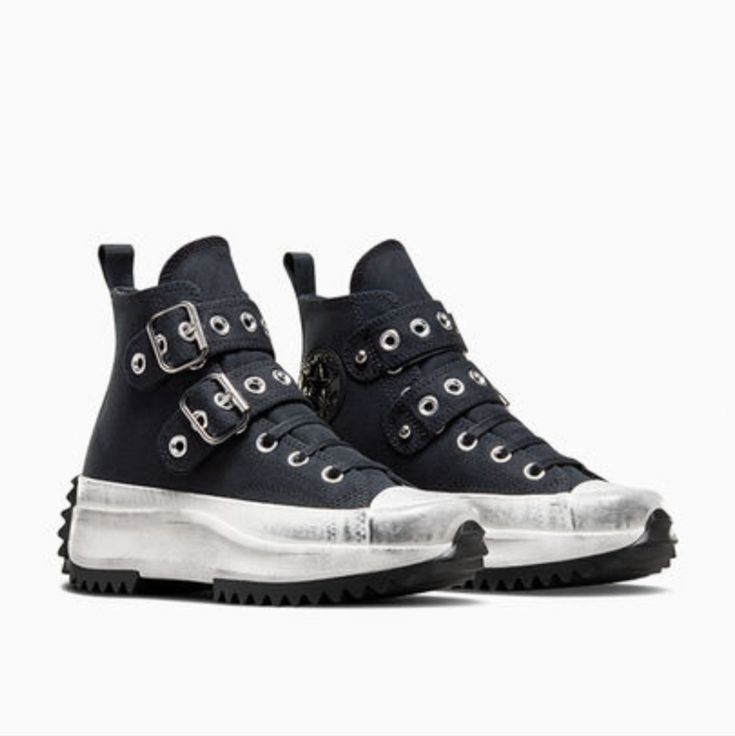 Converse Run Star Hike Hi Platform Punk Unisex Men's 7 = Women's 8.5 / A07677c Black/Egret/Black Price Won't Be Discussed In The Comments Section Punk Sneakers With Studded Rubber Outsoles For Streetwear, Punk Streetwear Sneakers With Studded Outsoles, Punk High-top Boots With Rubber Sole, Punk Low-top Streetwear Boots, Punk Low-top Boots For Streetwear, Edgy Low-top Boots For Streetwear, Punk High-top Sneakers With Round Toe For Streetwear, Converse High-top Sneakers For Winter Streetwear, Alternative Black Sneakers For Streetwear