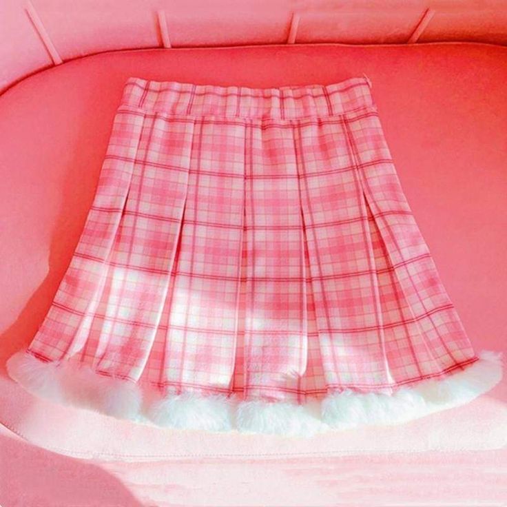 Pink White Girl Cute Frenum Plaid Pleated Skirt MK15582 - KawaiiMoriStore Pink Plaid Skirt, White Grid, Plaid Pleated Skirt, Kawaii Fashion Outfits, White Fur, Kawaii Clothes, Pink Plaid, Plaid Skirts, Kawaii Fashion