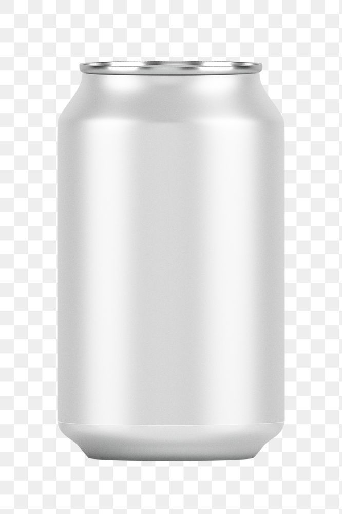 a can of soda on a white background with no label, transparent and easy to use