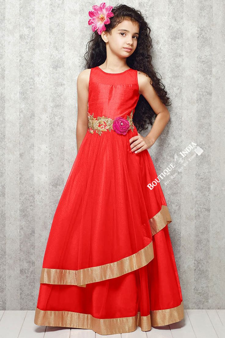 Girl's - Orange With Golden Casual Gown/Dress - Gilr's Casual And Party Collection Gowns Princess Style Floor-length Party Dress, Fitted Sleeveless Christmas Ball Gown, Elegant Sleeveless Princess Dress For Festive Occasions, Sleeveless Princess Dress For Wedding, Sleeveless Princess Dress For Wedding And Party Season, Sleeveless Wedding Ball Gown For Holiday, Sleeveless Holiday Wedding Ball Gown, Holiday Wedding Sleeveless Ball Gown, Princess Style Sleeveless Gown For Prom