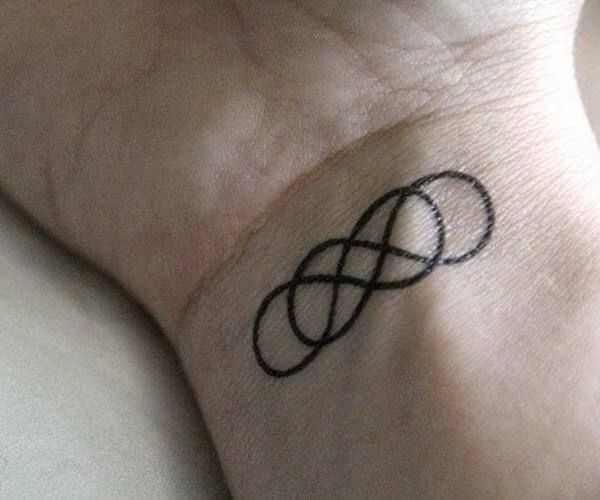 a person with a tattoo on their wrist that has an infinite sign in the middle