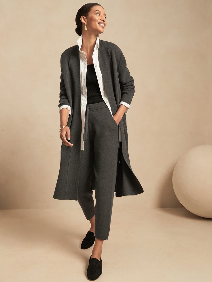 Duster Cardigan Sweater | Banana Republic Elegant Knit Outerwear For Work, Business Casual Long Sleeve Sweater Coat, Knit Long Sleeve Sweater Coat For Work, Business Casual Sweater Coat For Fall With Long Sleeves, Knit Sweater Coat For Work With Long Sleeves, Elegant Oversized Sweater For Daywear, Oversized Elegant Sweater For Daywear, Elegant Long Sweater For Work, Elegant Long Sweater For Workwear