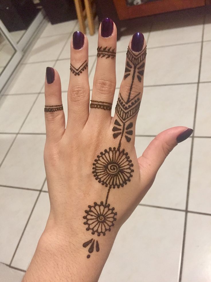 a woman's hand with henna tattoos on it