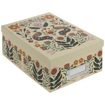 a decorative box with flowers and birds on the lid is sitting in front of a white background