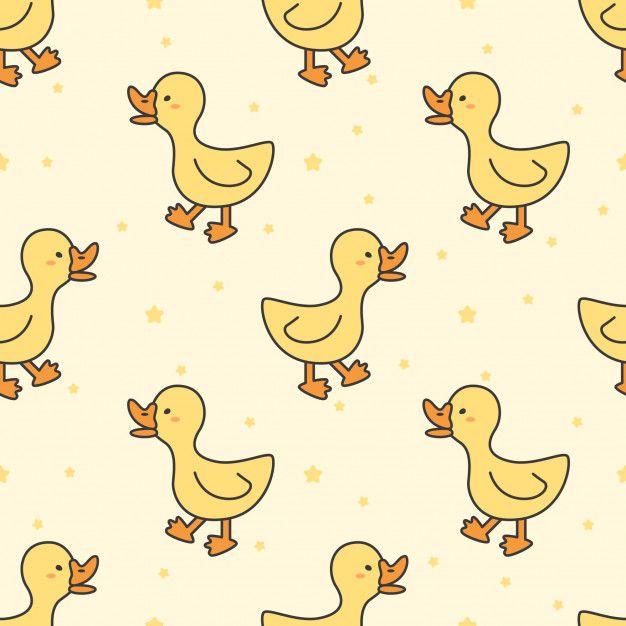 yellow ducks on a white background with stars