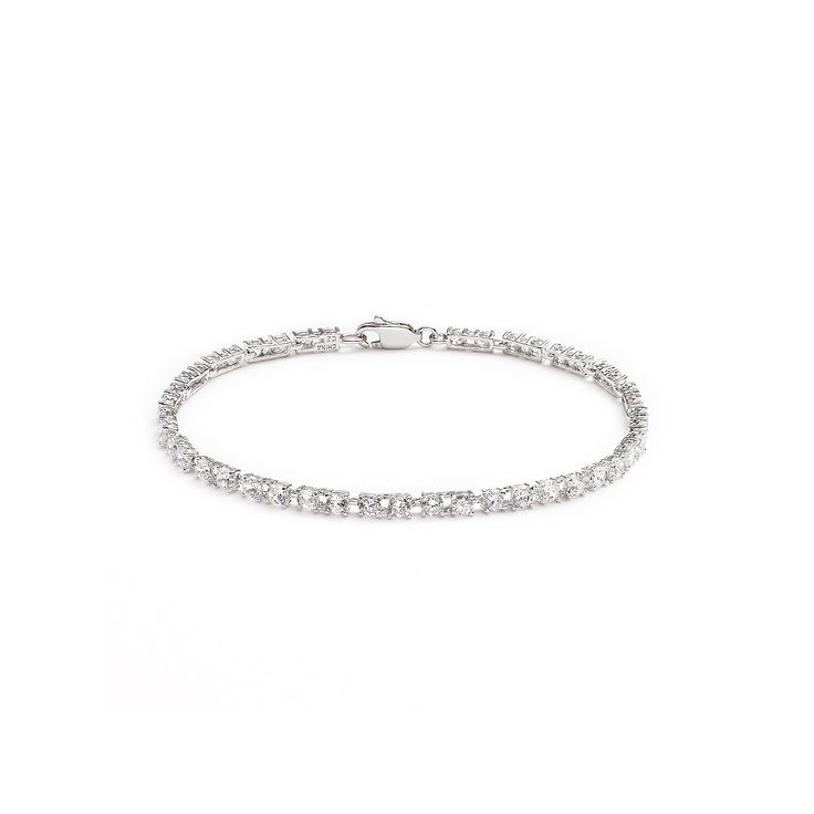 Add instant elegance to any ensemble when you wear this cubic zirconia bracelet. Click on this JEWELRY & WATCHES GUIDE to learn about fit, styles, materials and more!Bracelet Details: Length: 7.5-in. Clasp: box Metal: rhodium over silver-plated bronze Cubic Zirconia Details: Cut: round Color: white Setting: prong Size: One Size. Gender: female. Age Group: adult. Material: Silver Plate. Cubic Zirconia Bracelet, Silver Plated Bracelet, Diamond Bracelet, Sterling Silver Jewelry, Gender Female, Silver Plate, Silver Plated, Cubic Zirconia, Silver Bracelet