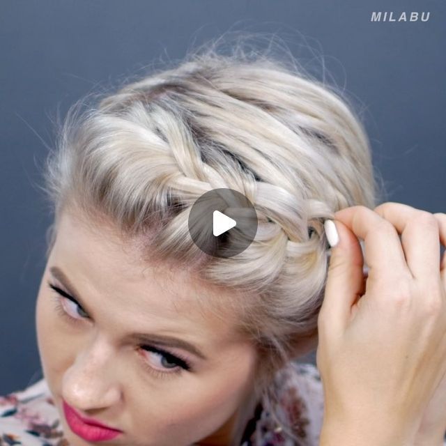 Braided Updo For Short Hair, Updo For Short Hair, French Braid Updo, Braid Updo, Gym Hairstyles, Short Hair Updo, Braided Updo, French Braid, Messy Bun