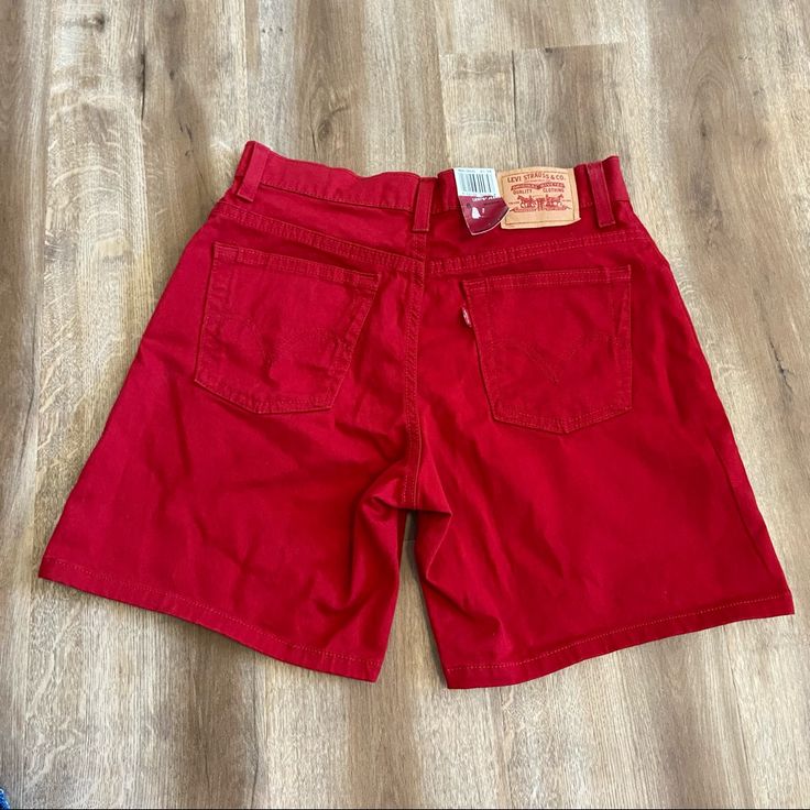 Comment If You Have Any Questions And Make Me An Offer (: 10% Or More Off Bundles Red Jean Shorts With Pockets For Spring, Red Casual Short Length Bottoms, Casual Red Levi's Bottoms, Casual Red Jean Shorts For Spring, Red Casual Jean Shorts For Spring, Red High-waisted Jean Shorts For Spring, Casual Red Jean Shorts, Casual Red High Waist Jean Shorts, Casual High Waist Red Jean Shorts