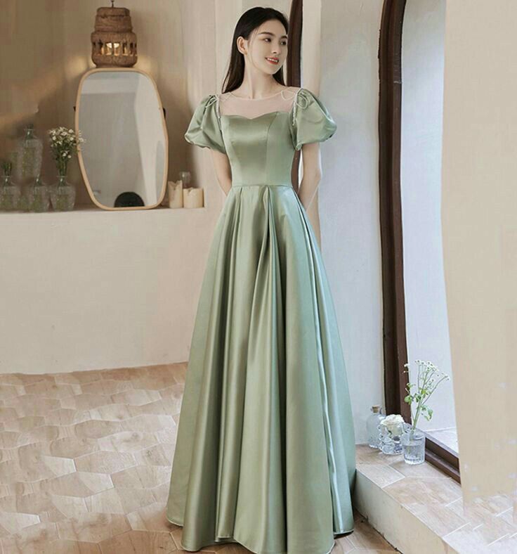 Evening Gown Plus Size, Green Satin Prom Dress, Navy Ball, Elegant Evening Gown, Tulle Neckline, Classic Dresses, Random Girl, A Line Evening Dress, Gown Plus Size