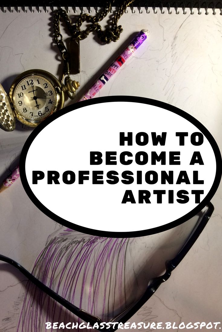 a white speech bubble with the words how to become a professional artist on it next to a pencil and watch