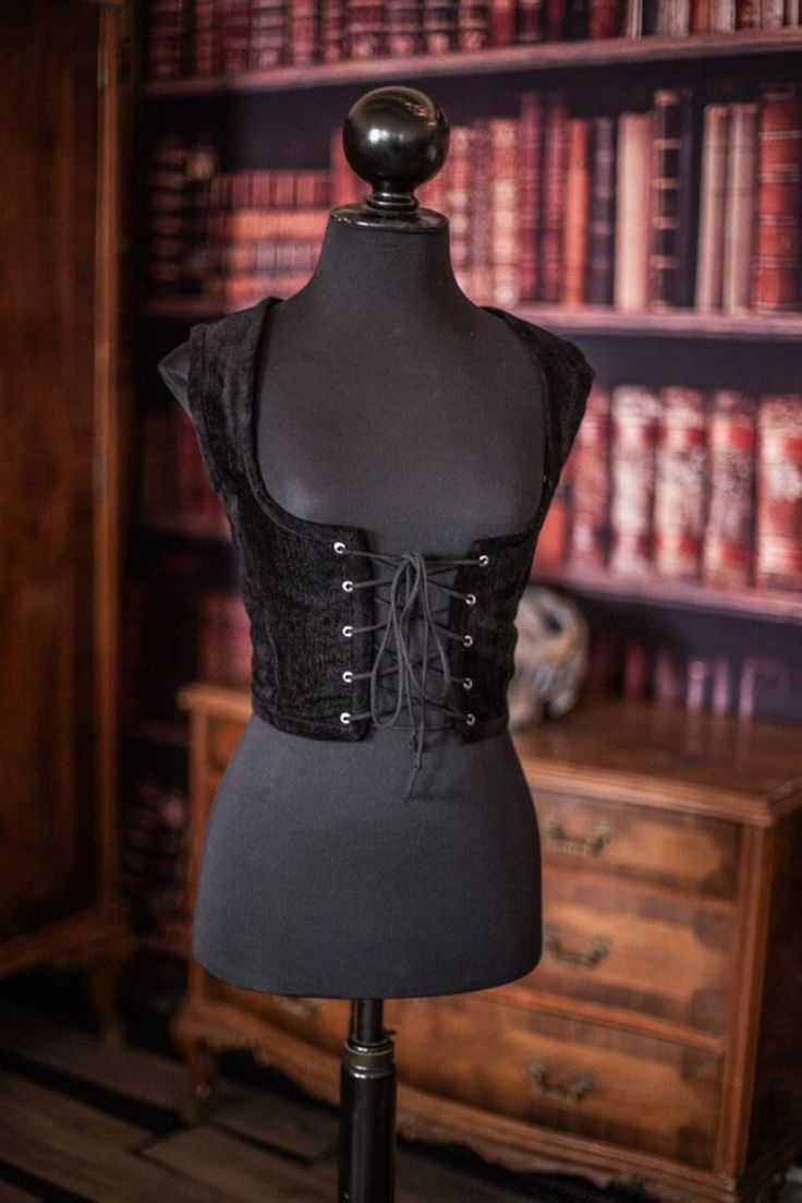 Black Velvet Corset Bodice Tapestry Fabric Victorian Gothic - Etsy Fitted Gothic Vest For Halloween, Gothic Corset For Costume Party In Fall, Gothic Sleeveless Vest For Costume Party, Fitted Steampunk Vest For Costume Party, Gothic Vest For Fall Festival, Gothic Festival Vest For Fall, Gothic Vest For Halloween Costume Party, Gothic Underbust Corset For Fall, Sleeveless Corset With Boned Bodice For Costume Party