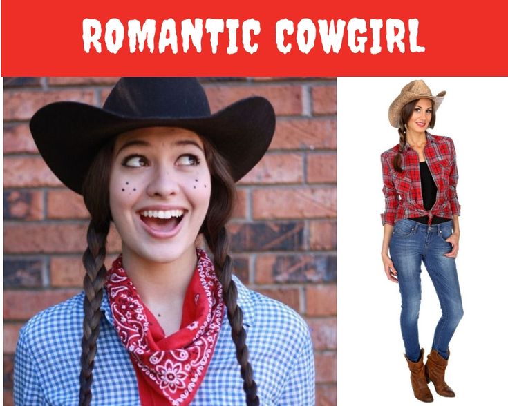 a woman wearing a cowboy hat and bandana with the caption romantic cowgirl