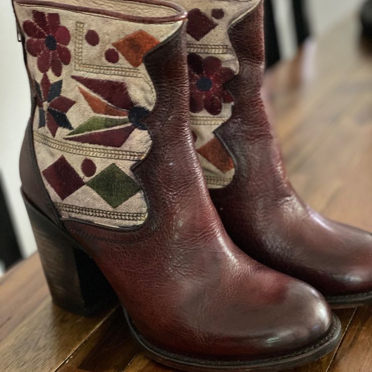 Never Worn Freebird Boots. Bohemian Leather Heeled Boots For Fall, Fall Bohemian Leather Heeled Boots, Bohemian Leather Heels With Round Toe, Bohemian High Heel Leather Boots, Freebird Shoes, Freebird Boots, Freebird By Steven, Cowboy Boots, Bootie Boots