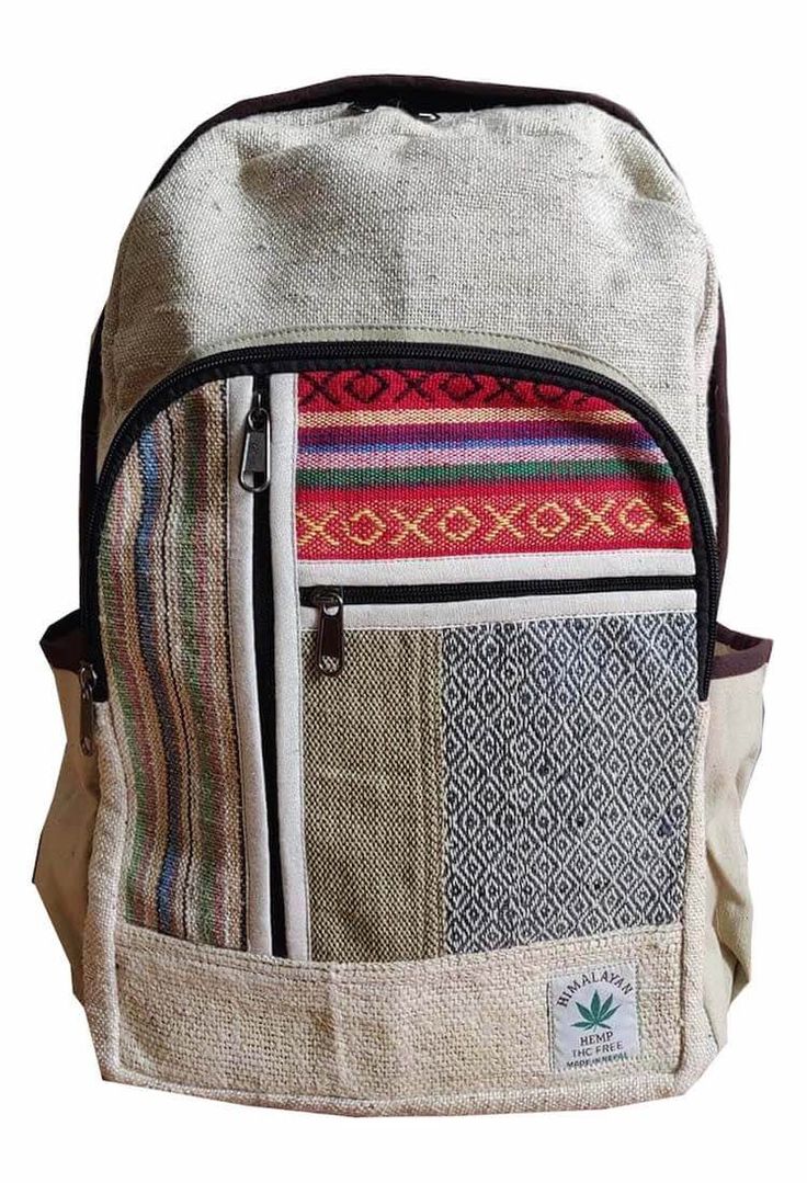 Multi-Color Hemp Bag is made up of a mixture of 50% organic hemp and 50% cotton. The special feature of this backpack is the colorful fabric and the organic cotton material used outside of the pockets.  Size: 16 x 11 x 5 inch (Height x Length x Width) Weight: 700gm Material: 30% Hemp and 70% Cotton Inside Backpack: Single Zipper which has a separate compartment for 14'' laptop  Outside Backpack: Two water holder side pocket and one small compartment  Best quality zipper Comfortable and adjustabl Eco-friendly Beige Backpack, Eco-friendly Handmade Backpack Bag, Casual Beige Fair Trade Shoulder Bag, Eco-friendly Handmade Backpack For Everyday, Eco-friendly Hemp Bag In Natural Color, Eco-friendly Handmade Everyday Backpack, Eco-friendly Handmade Rectangular Backpack, Casual Hemp Bags For Daily Use, Eco-friendly Hemp Bags In Natural Color