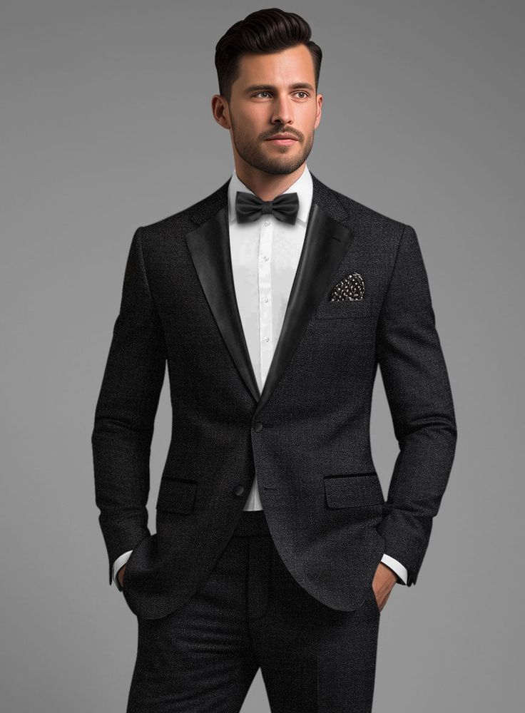 Be the best-dressed in order to be a gentleman that demands perfection. Crafted from wool blend, our Napoleon Black Stone Wool Tuxedo Jacket is an elegant piece with a smooth and rich effect that exudes style and utmost comfort. An essential jacket for your wardrobe which will make your ensemble exceptional. 
 
Featuring satin lapel, matching satin covered buttons and gentle texture at its surface, our tuxedo is a subtle fashion-forward take on a traditional tailoring. 
 
Look Includes   Napolea Elegant Outerwear With Suit Collar For Semi-formal Occasions, Elegant Formal Blazer With Suit Collar, Elegant Fitted Outerwear For Black-tie Events, Elegant Single-breasted Semi-formal Blazer, Elegant Single-breasted Blazer For Semi-formal Occasions, Elegant Formal Blazer With Lapel Collar, Elegant Tweed Jacket With Welt Pockets For Winter, Elegant Blazer With Lapel Collar For Formal Occasions, Elegant Winter Tweed Jacket With Welt Pockets