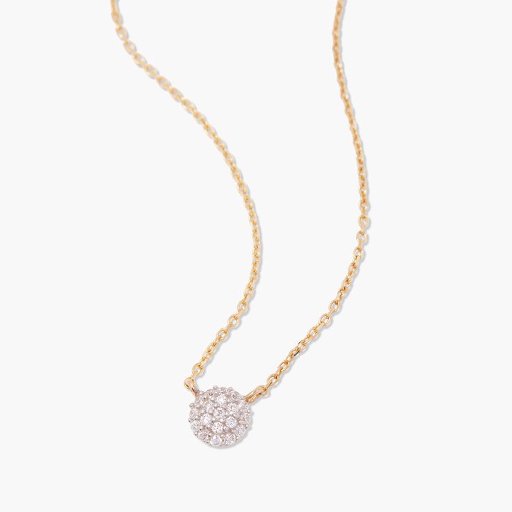 Add a touch of elegance to any outfit with the Marlow 14k Gold Diamond Necklace. Featuring a stunning diamond pendant on a delicate 14K gold chain, this necklace is the perfect combination of luxury and sophistication. Elevate your style and make a statement with this beautiful piece. Available in 14k yellow gold Pendant size: 4mm Lab Grown Diamonds Diamond size: 1mm round diamond 16" cable chain with 2" extender Spring Ring closure SKU: BYND0012 Rose Gold Diamond Necklace With Delicate 14k Gold Chain, 14k Rose Gold Diamond Necklace With Delicate Chain, Fine Jewelry: 14k Gold Diamond Necklace With Flower Pendant, Fine Jewelry 14k Gold Diamond Flower Pendant Necklace, 14k Gold Diamond Flower Pendant Necklace, Delicate 14k Gold Diamond Necklace With Flower Pendant, 14k Rose Gold Diamond Necklace With Adjustable Chain, White Gold Diamond Necklace With Flower Pendant, White Gold Plated Diamond Necklace With Adjustable Chain