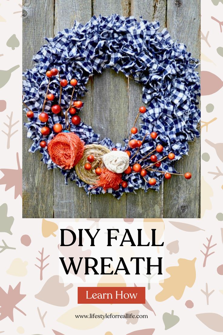 a fall wreath made out of yarn with the words, diy fall wreath learn how