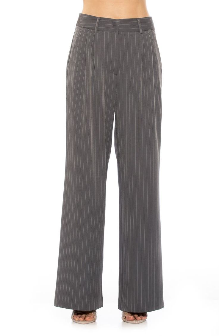 Alexia Admor Elodie Pinstripe Pants | Nordstromrack Formal Dress Pants With Vertical Stripes And Straight Leg, Straight Leg Pants With Vertical Stripes For Business, Business Pants With Vertical Stripes And Straight Leg, Fitted Wide-leg Pants With Vertical Stripes, Classic Pinstripe Wide-leg Bottoms, Classic Straight Leg Pants With Vertical Stripes, Business Straight Pants With Vertical Stripes, Business Pants With Vertical Stripes, Classic Striped Straight Dress Pants