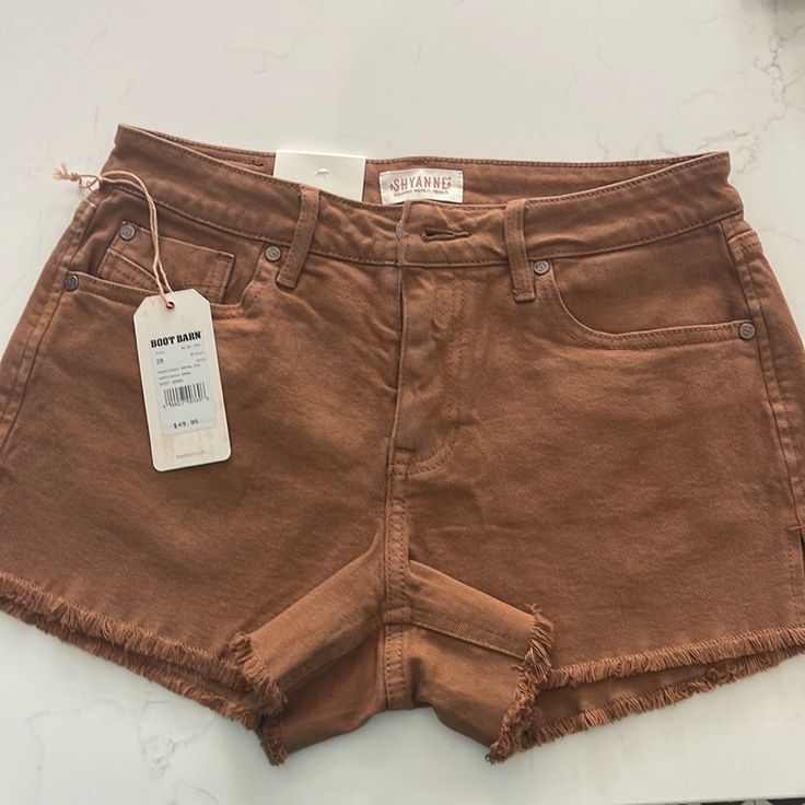 Brand New Shorts Never Worn Size W 29 Trendy Brown Shorts, Brown Cotton Shorts For Day Out, Trendy Brown Shorts For Day Out, Casual Mid-rise Brown Bottoms, Casual Brown Mid-rise Bottoms, Brown Shorts For Day Out, Brown Mid-rise Bottoms For Summer, Trendy Brown Shorts With Short Legs, Trendy Brown Short Leg Bottoms