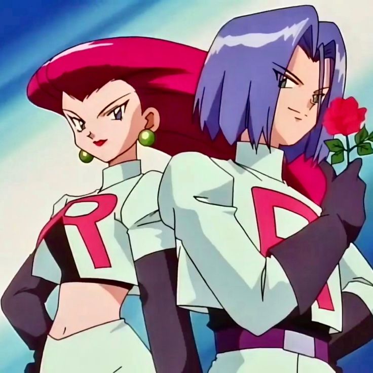 two anime characters standing next to each other with one holding a rose in her hand