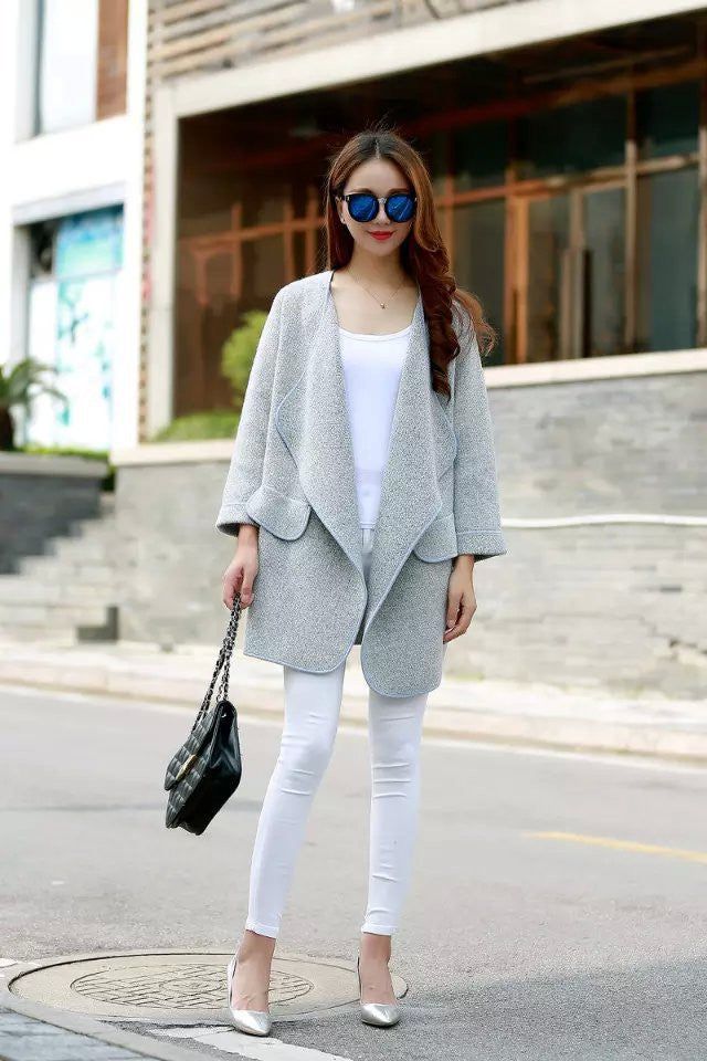 This loose knitted cardigan coat is with street style will make you fashion and charming. Features with pockets and lapel collar make it more unique and eye-catching.Size: Length 73cm, Shoulder 40cm, Sleeves 53cm, Bust 96cm,Waist 86cmColor: Khaki,GreyMaterial: KnittedStyle: Fashion,StreetPattern Type: SolidCollar: Turndown CollarSleeve Length: Long SleeveClosure Type: openClothing Length: Long,irregular Knitted Cardigan, Cardigan Coat, Lapel Collar, Womens Fashion Casual, Casual Chic, White Jeans, Make It, Casual Women, Casual Fashion