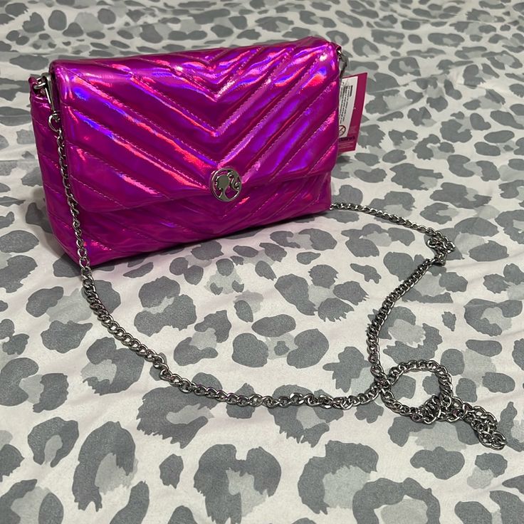 Bnwt Barbie X Claires Bag Trendy Purple Satchel Bag, Trendy Purple Shopping Bag, Trendy Purple Bag With Removable Pouch, Chic Purple Bag With Adjustable Strap, Trendy Purple Bags For Shopping, Purple Shoulder Bag For Parties, Chic Purple Shopping Bag, Chic Purple Shoulder Bag For Party, Chic Purple Rectangular Bags